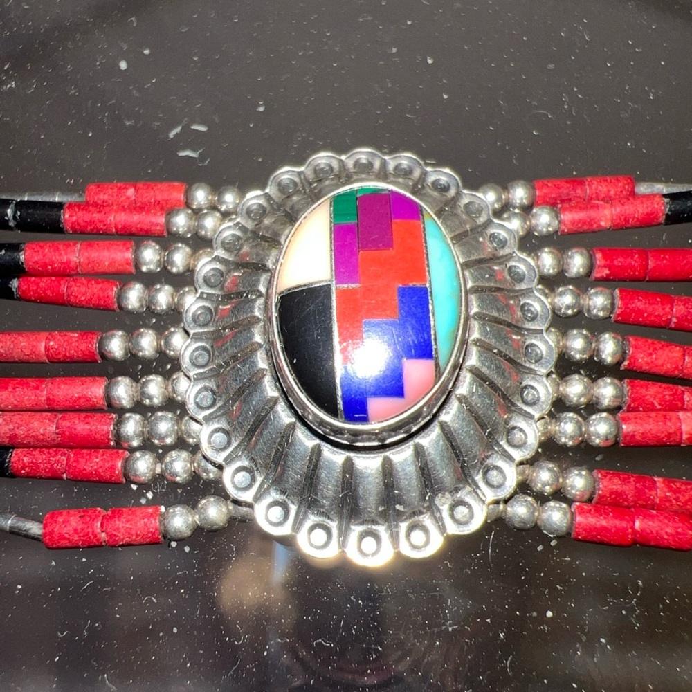 Vintage Navajo QT Sterling Silver Pendant Bracelet - Picture 2 of 14